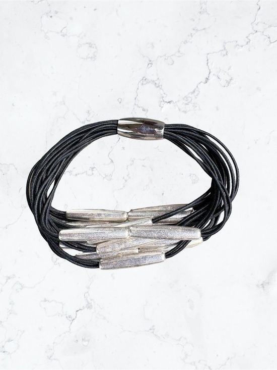 J. Jill Jewelry - J. Jill Black Multi-Strand Cord Bracelet with Silver-Tone Accents Magnetic Clasp